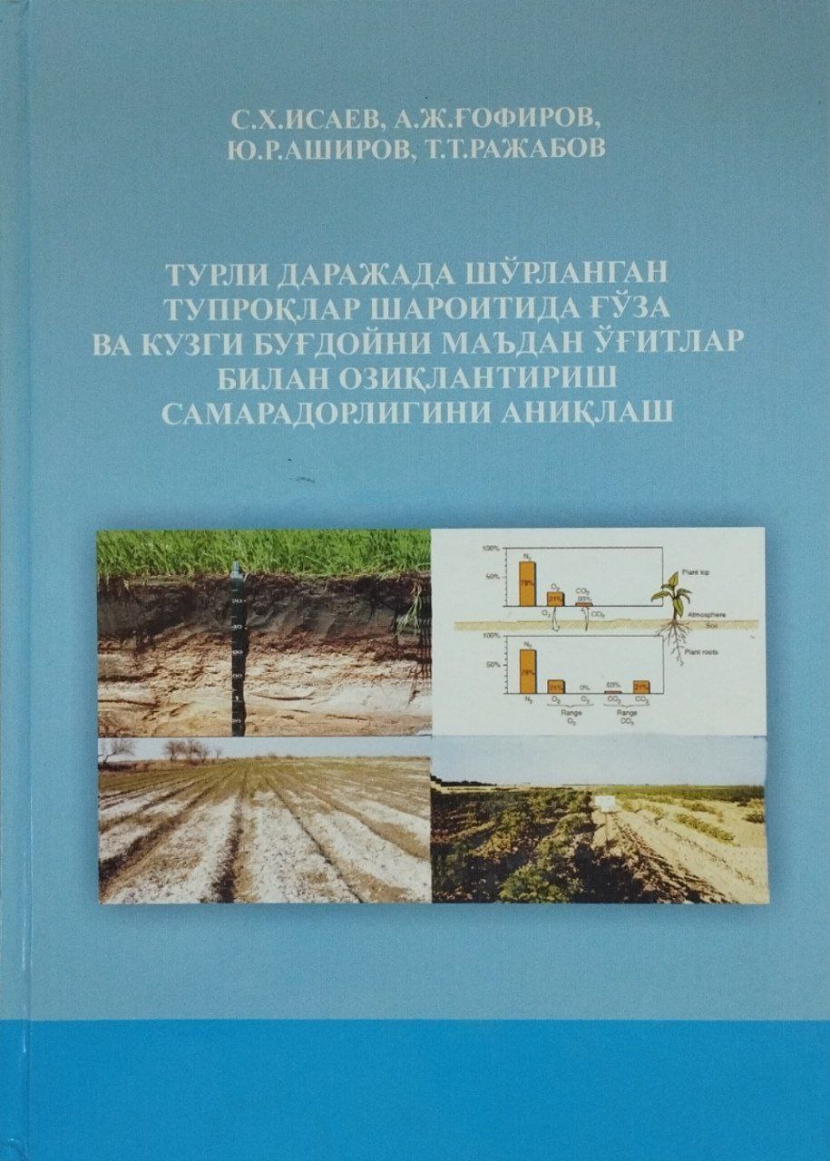 Турли даражада шўрланган тупроқлар шароитида ғўза ва кузги буғдойни маъдан ўғитлар билан озиқлантириш самарадорлигини аниқлаш