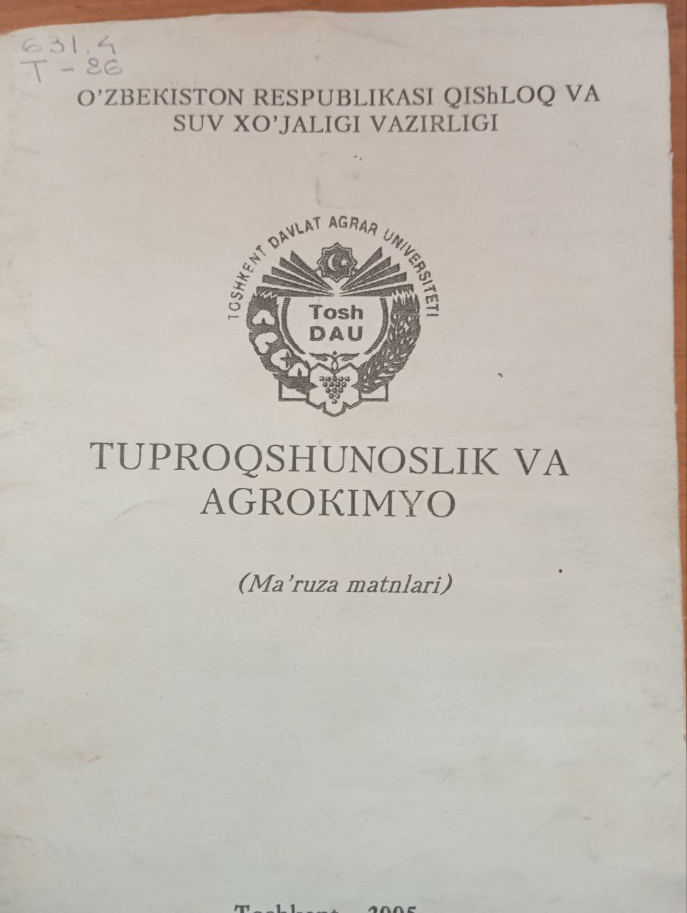 Tuproqshunoslik va agrokimyo