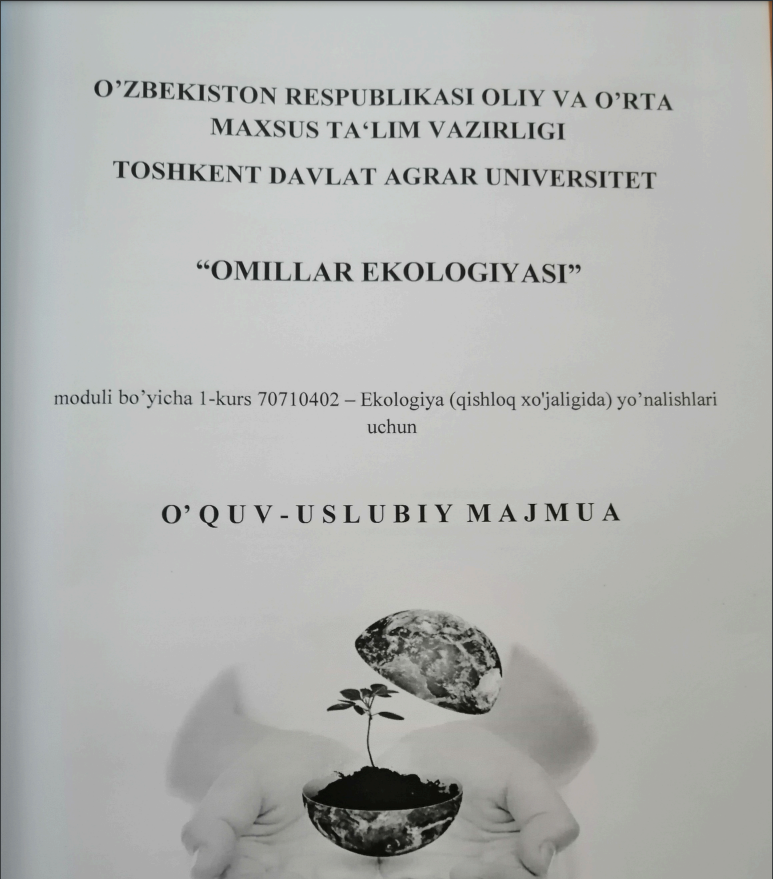 Omillar ekologiyasi fanidan o'quv-uslubiy majmua