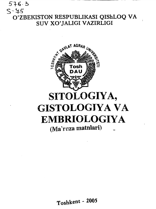 Sitologiya, gistologiya va embriologiya