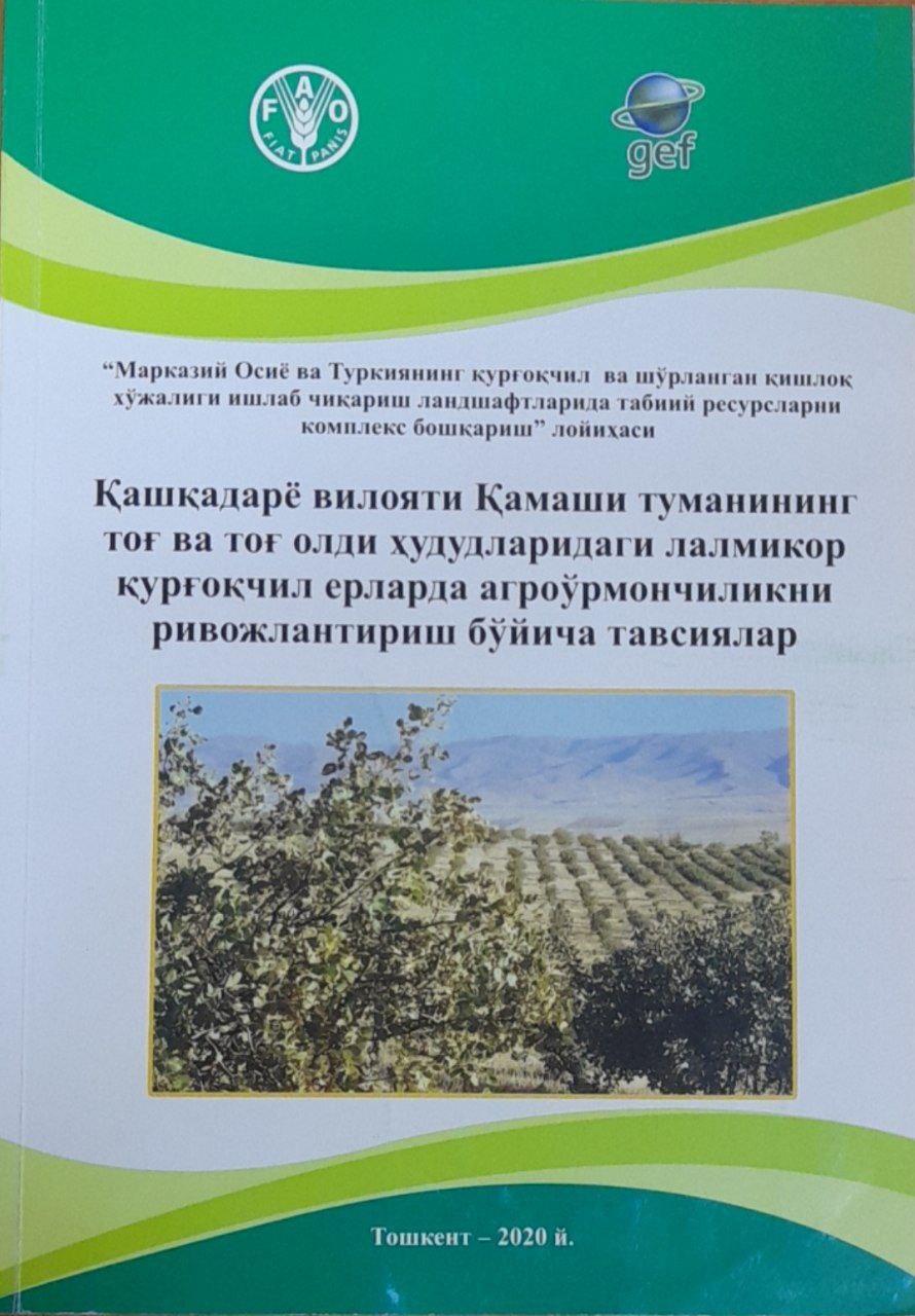 Қашқадарё вилояти Қамаши туманининг тоғ ва тоғ олди ҳудудларидаги лалмикор қурғоқчил ерларда агроўрмончиликни ривожлантириш бўйича тавсиялар