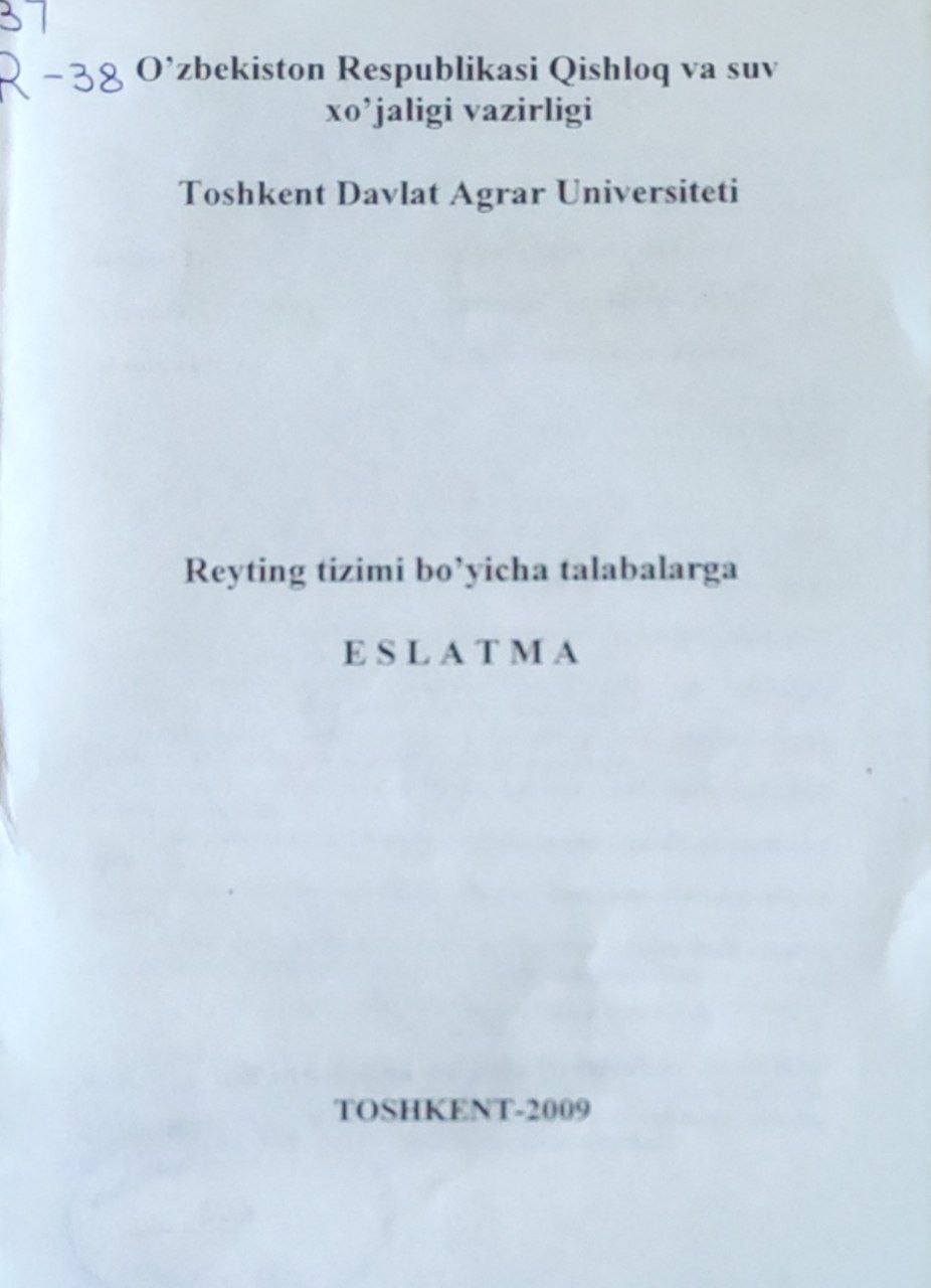 Reyting tizimi bo`yicha talabalarga eslatma