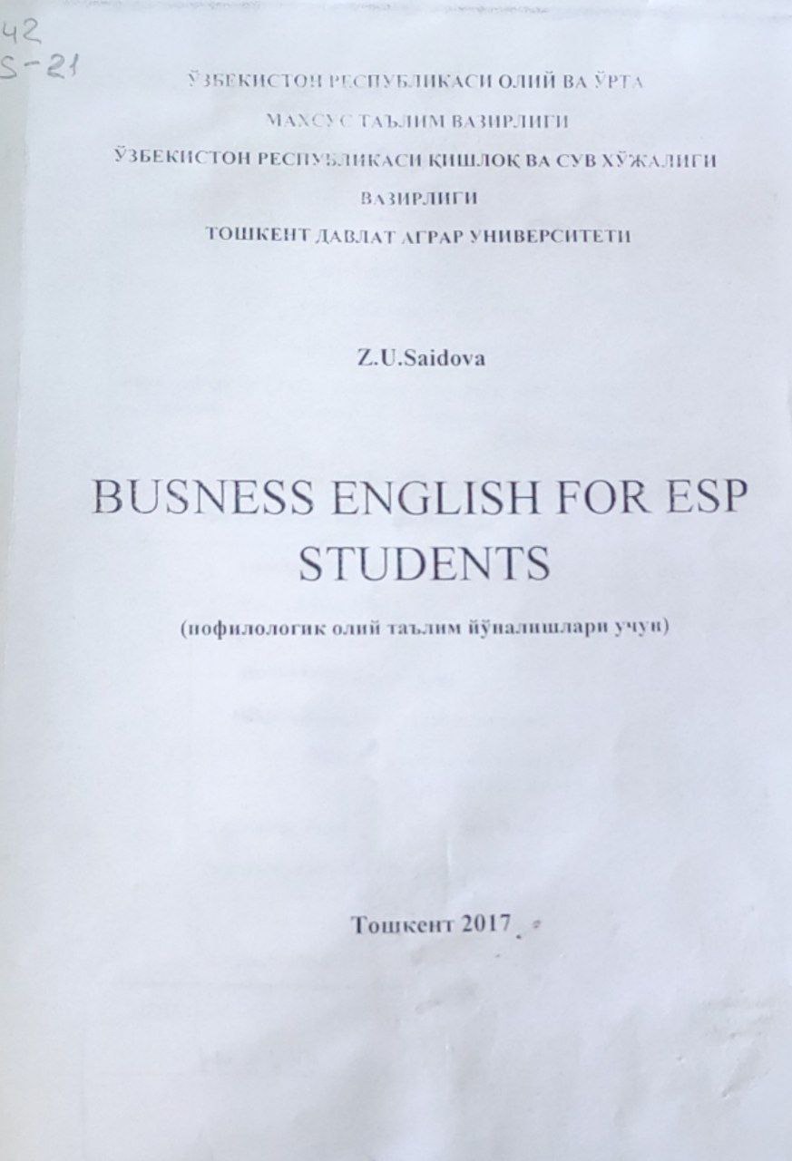 Busness english for esp students