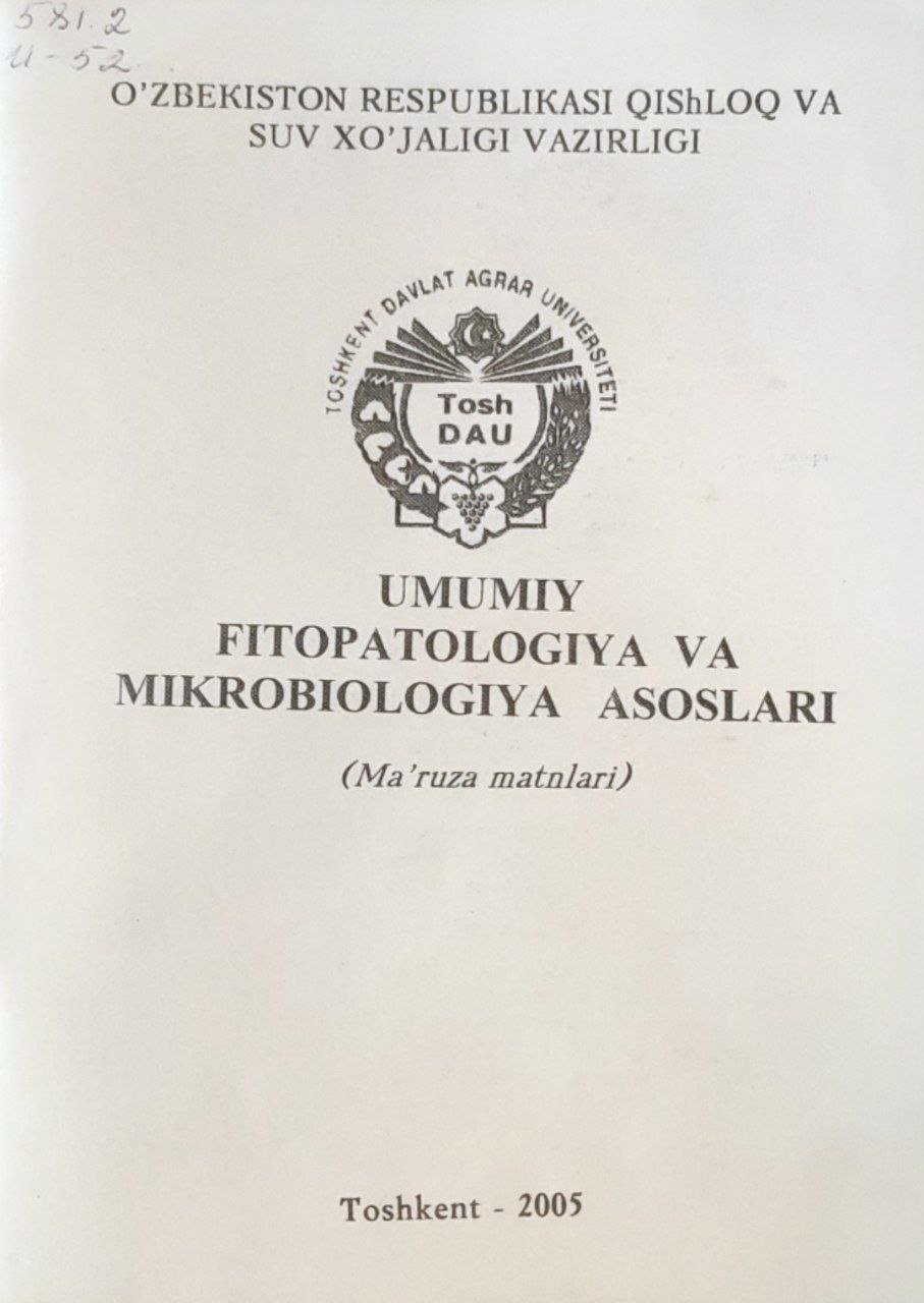 Umumiy fitopotologiya va mikrobiologiya asoslari