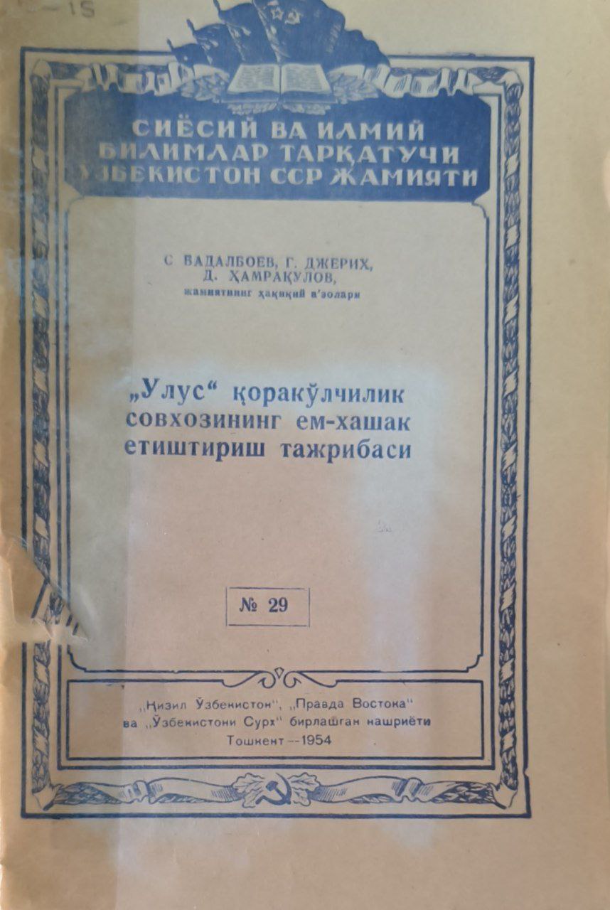 Улус қоракўлчилик хўжалигининг ем-хашак етиштириш тажрибаси