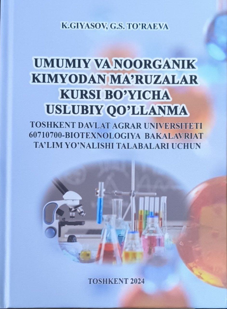 Umumiy va noorganik kimyodan ma'ruzalar kursi bo'yicha uslubiy qo'llanma