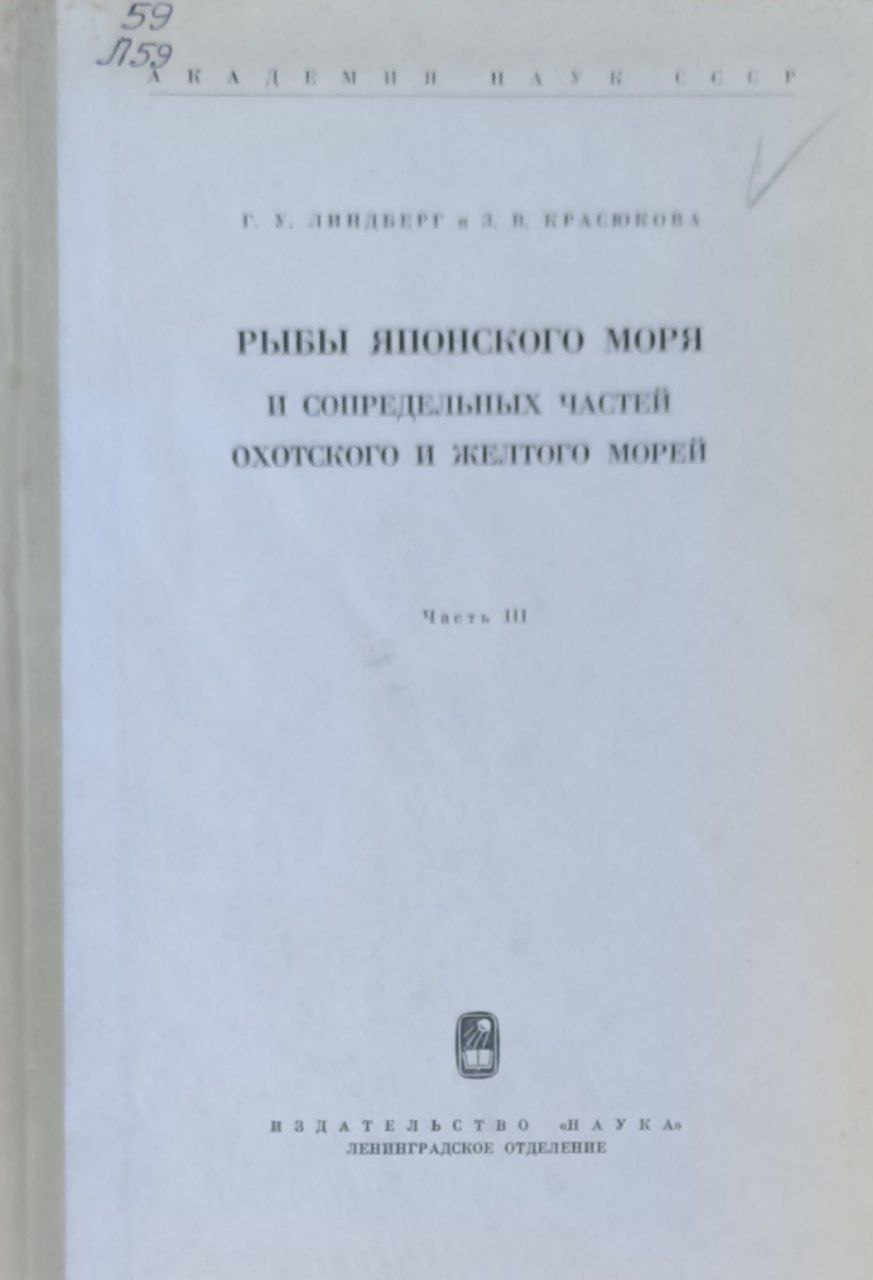 Рыбы Японского моря и сопредельных частей Охотского и Желтего морей. Ч. 3