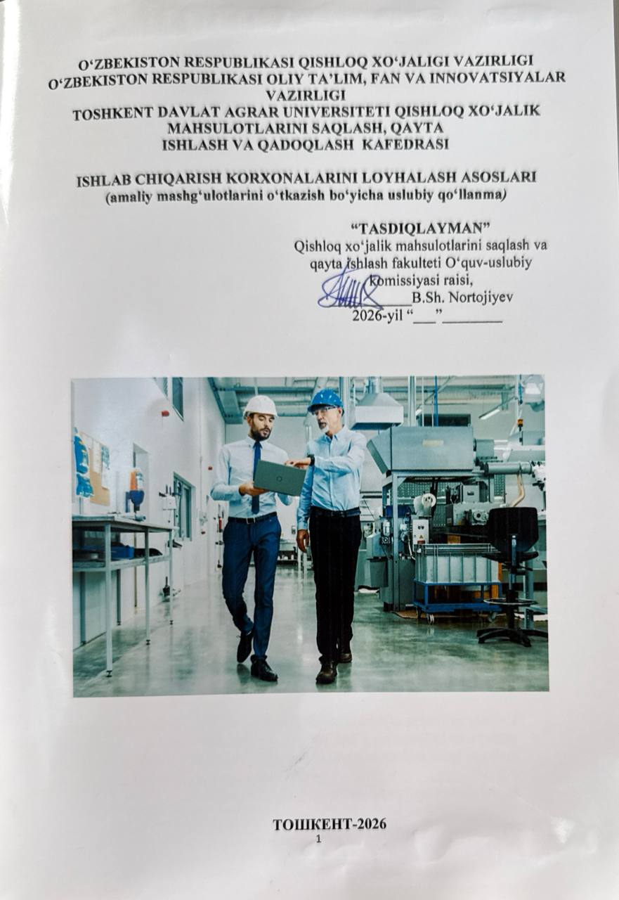 Ishlab chiqarish korxonalarini loyihalash asoslari